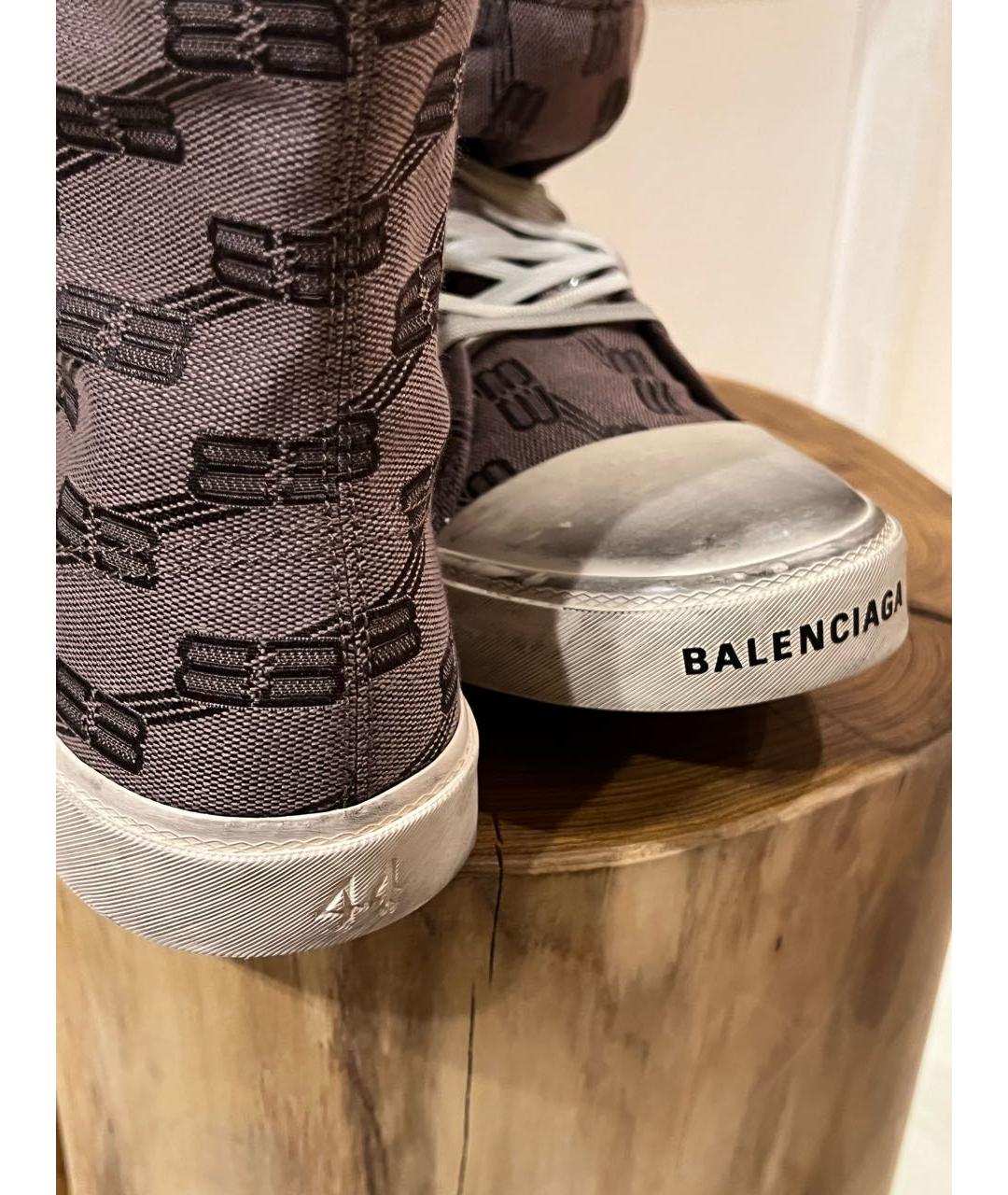 BALENCIAGA Коричневые текстильные низкие кроссовки / кеды, фото 4