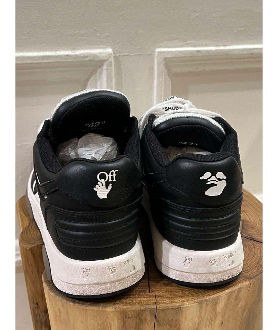 OFF-WHITE Черные кожаные низкие кроссовки / кеды, фото 4