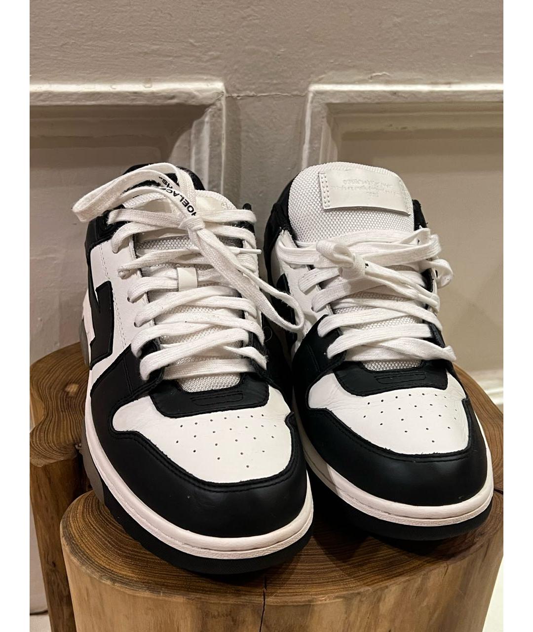 OFF-WHITE Черные кожаные низкие кроссовки / кеды, фото 2