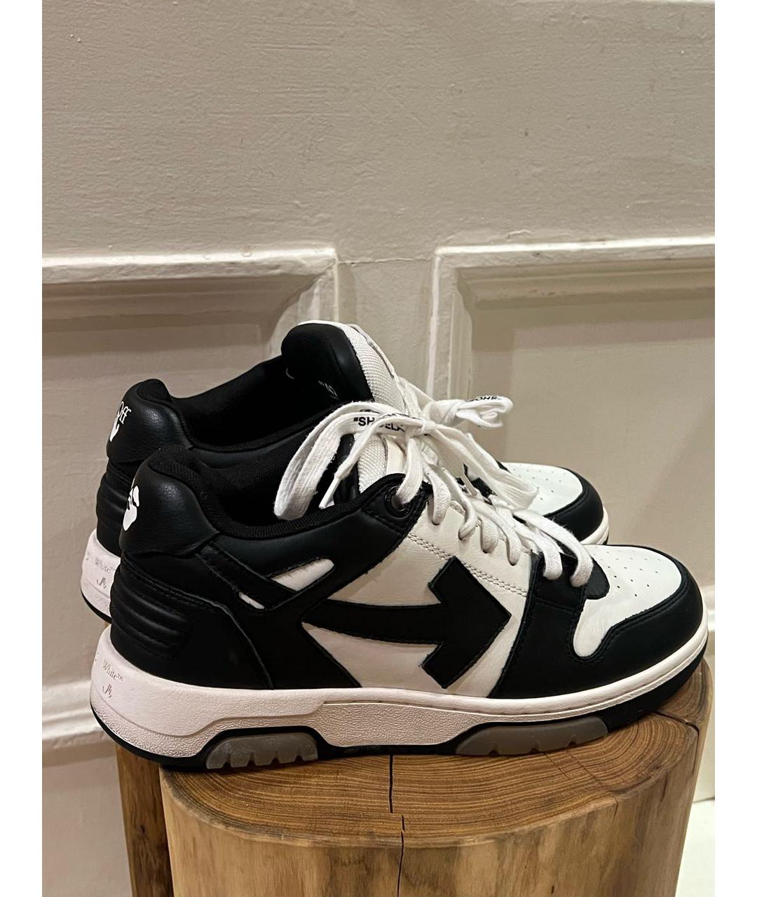 OFF-WHITE Черные кожаные низкие кроссовки / кеды, фото 3