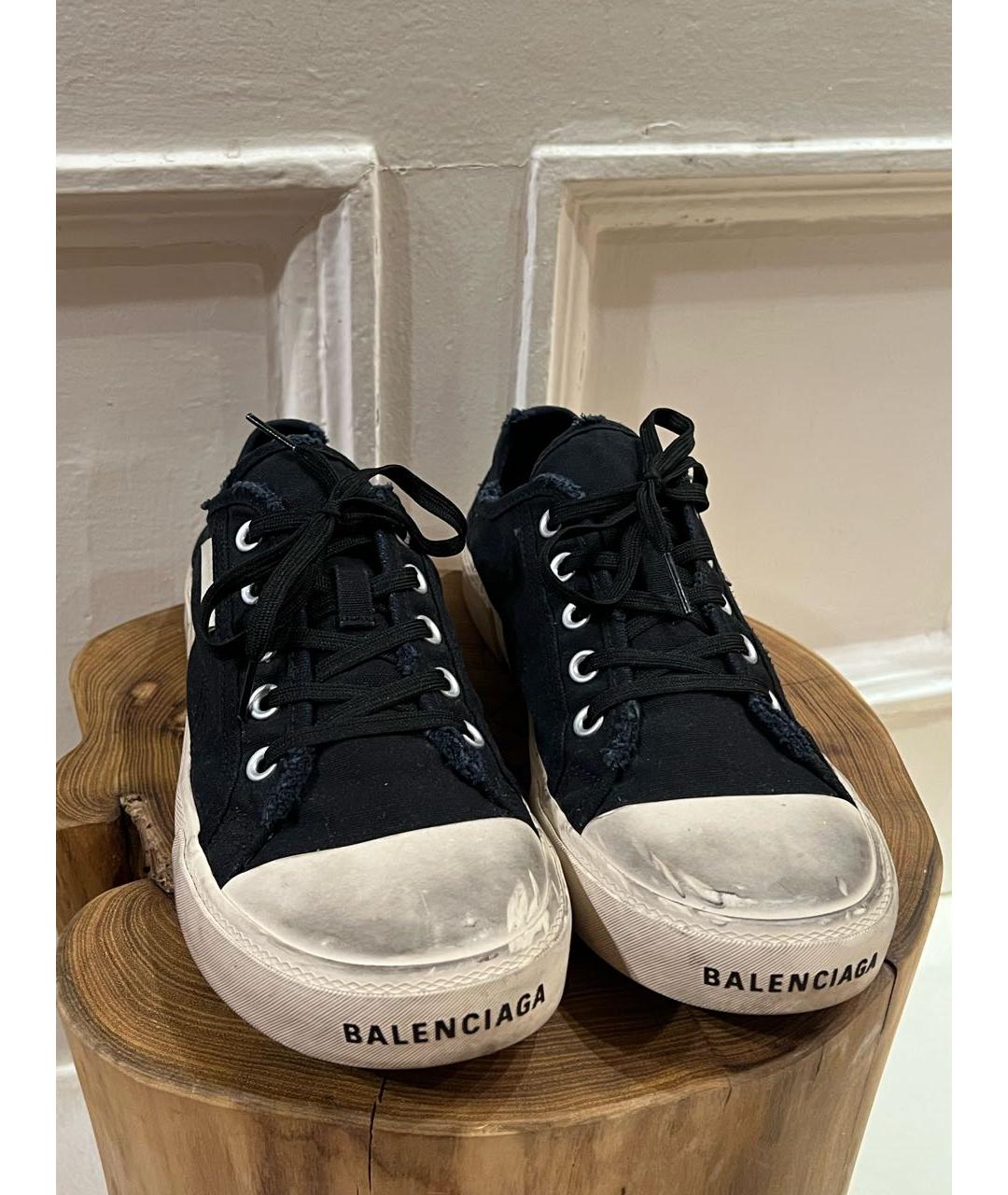 BALENCIAGA Черные текстильные низкие кроссовки / кеды, фото 2