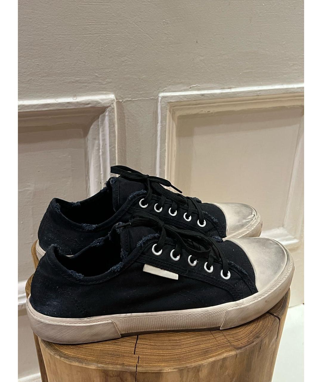 BALENCIAGA Черные текстильные низкие кроссовки / кеды, фото 3