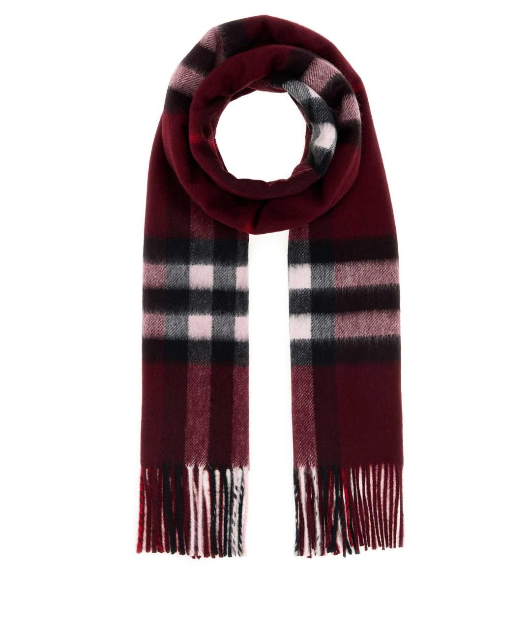 BURBERRY Бордовый кашемировый шарф, фото 1