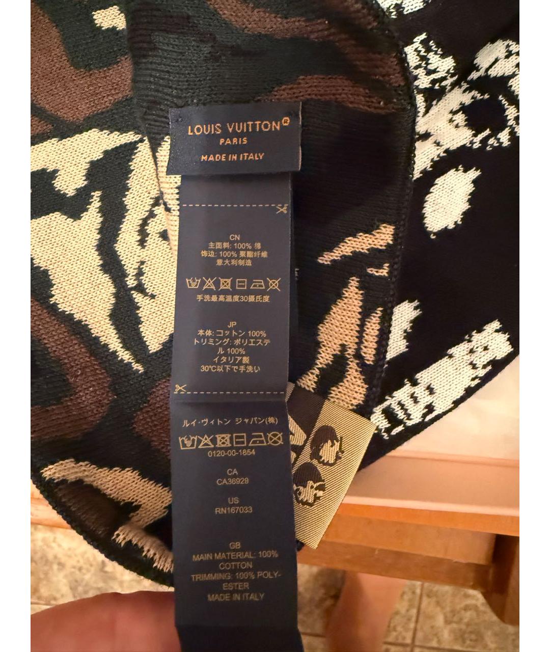 LOUIS VUITTON Черная хлопковая шапка, фото 5