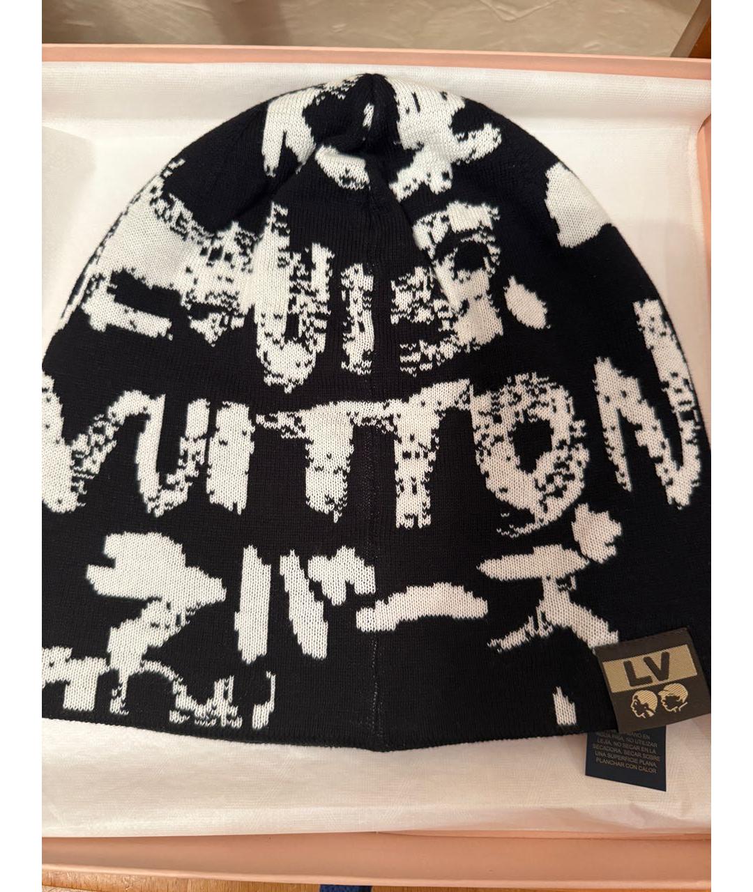 LOUIS VUITTON Черная хлопковая шапка, фото 3