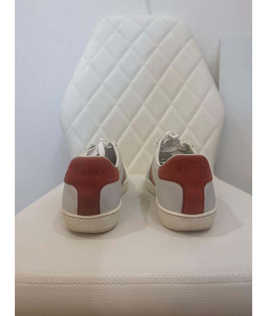 GUCCI Белые кожаные кеды, фото 4