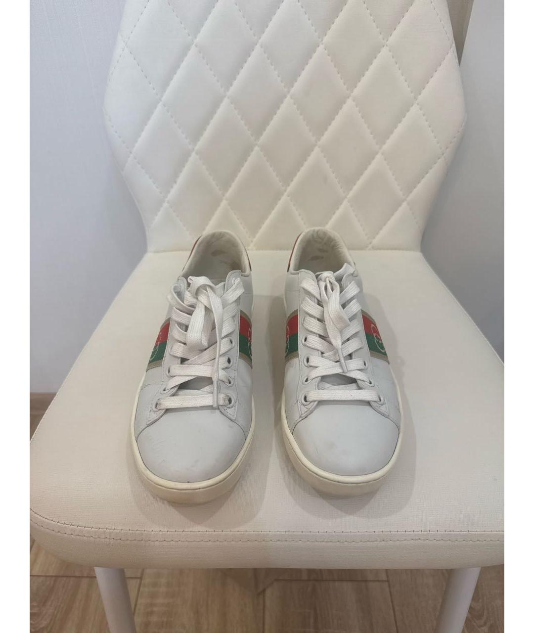 GUCCI Белые кожаные кеды, фото 2