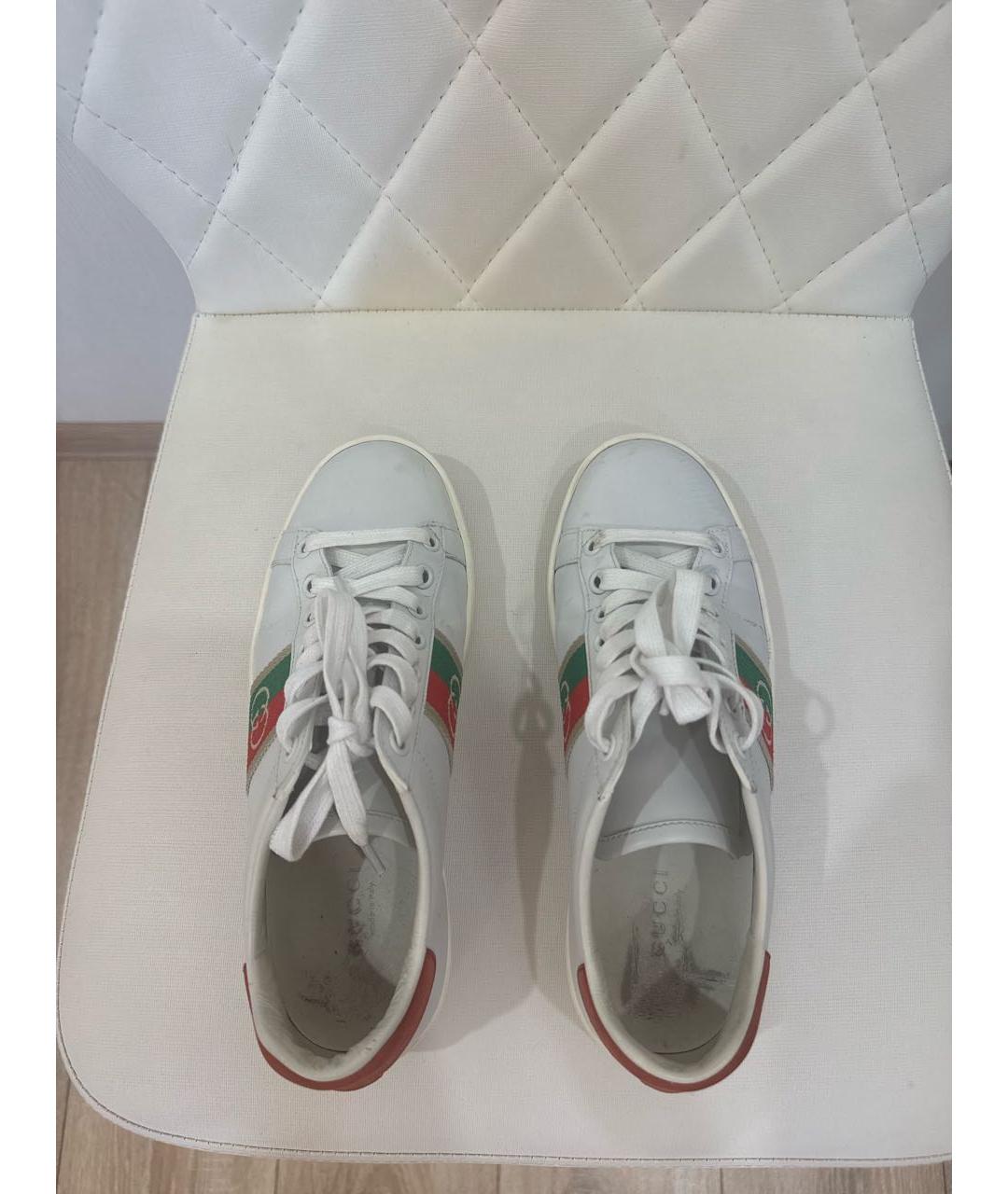 GUCCI Белые кожаные кеды, фото 3