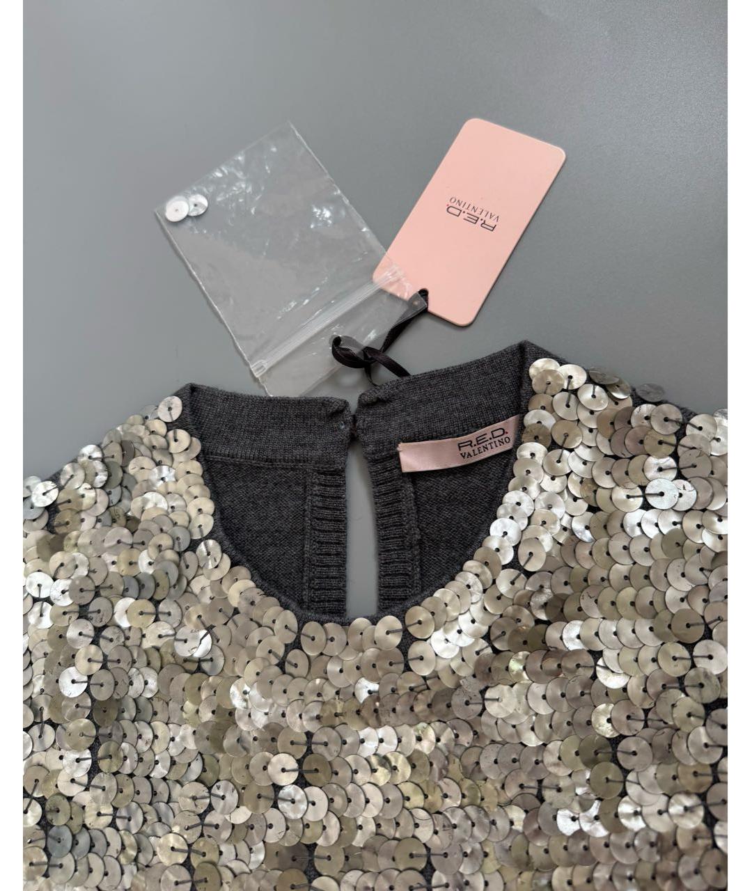 RED VALENTINO Серое шерстяное вечернее платье, фото 4