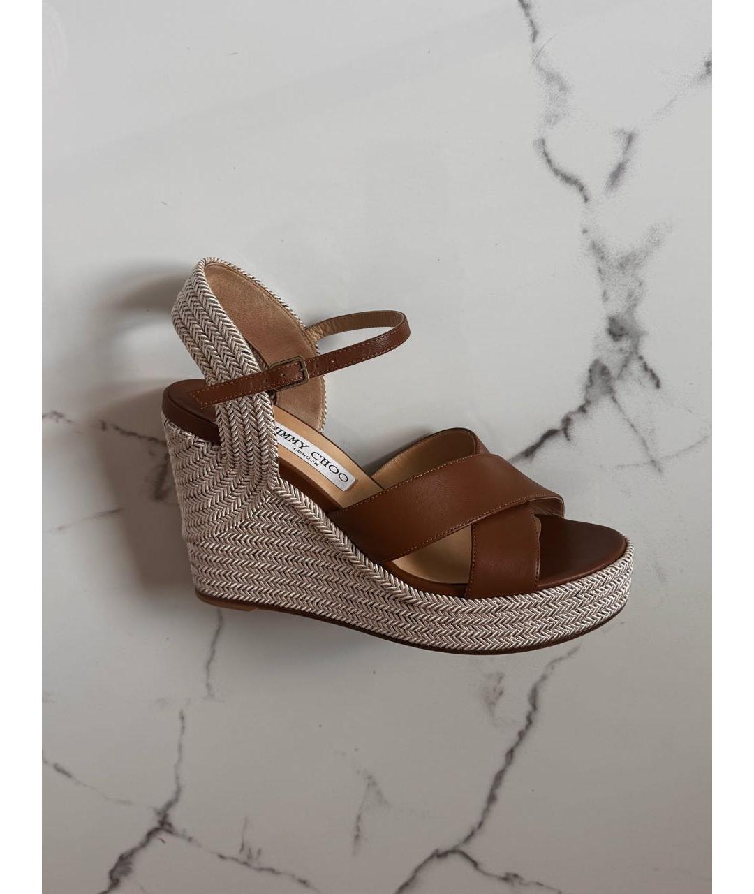 JIMMY CHOO Коричневые кожаные босоножки, фото 5