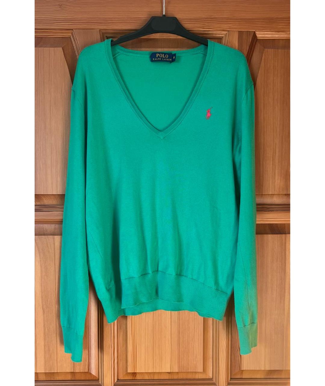 POLO RALPH LAUREN Зеленый хлопковый джемпер / свитер, фото 4