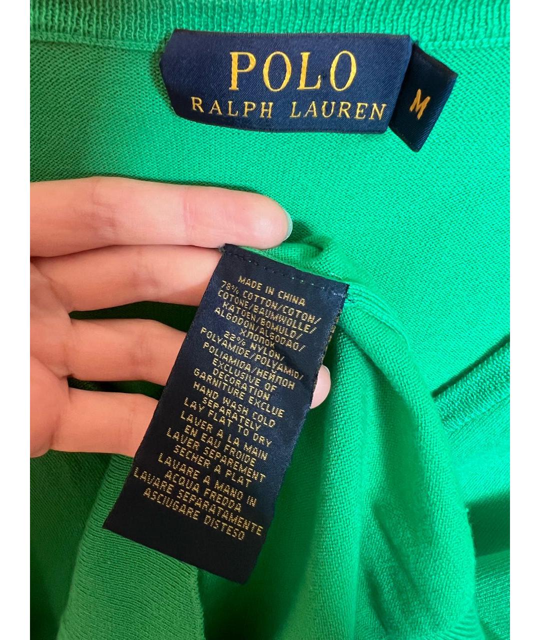 POLO RALPH LAUREN Зеленый хлопковый джемпер / свитер, фото 3