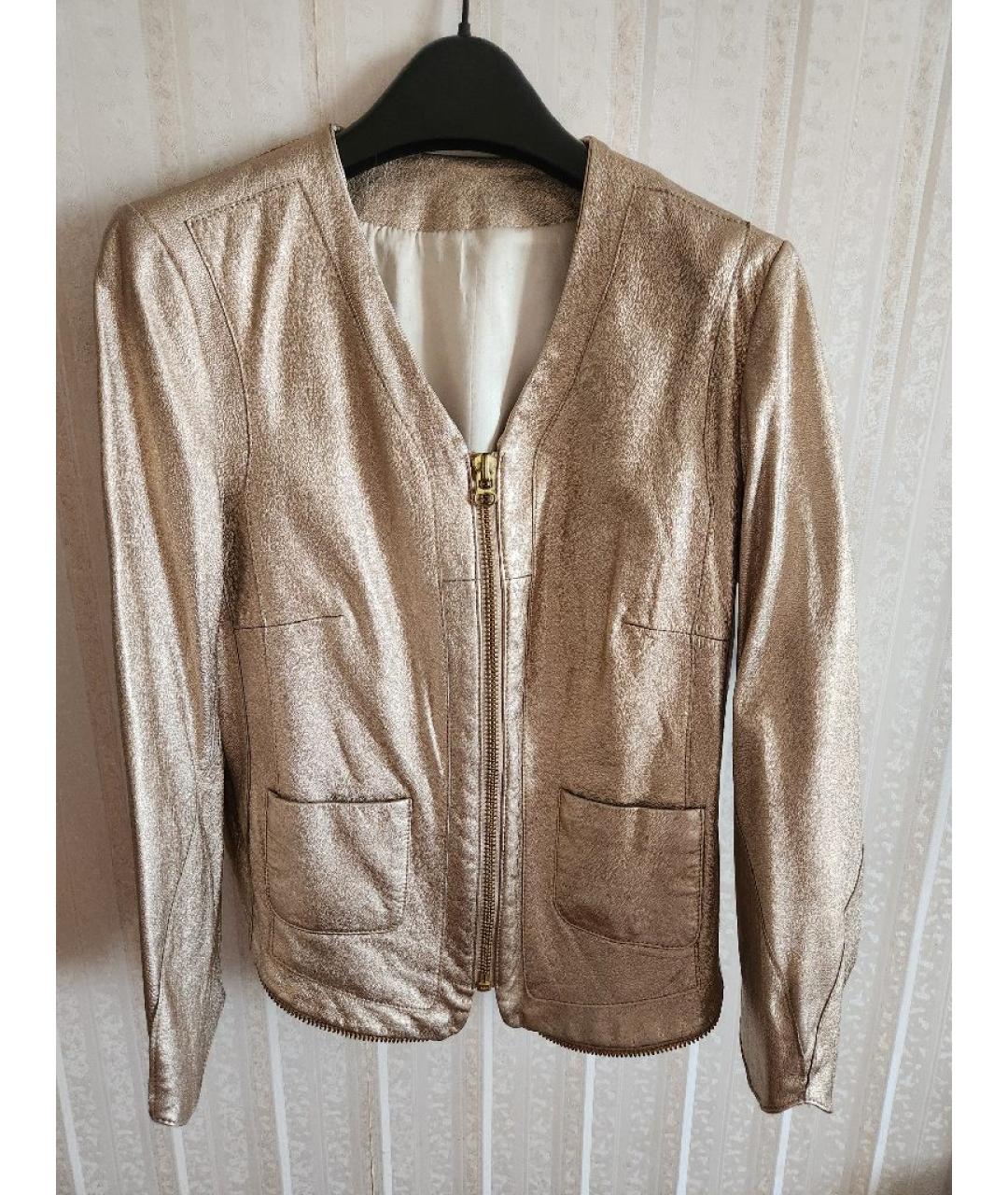 ZADIG & VOLTAIRE Золотая кожаная куртка, фото 10