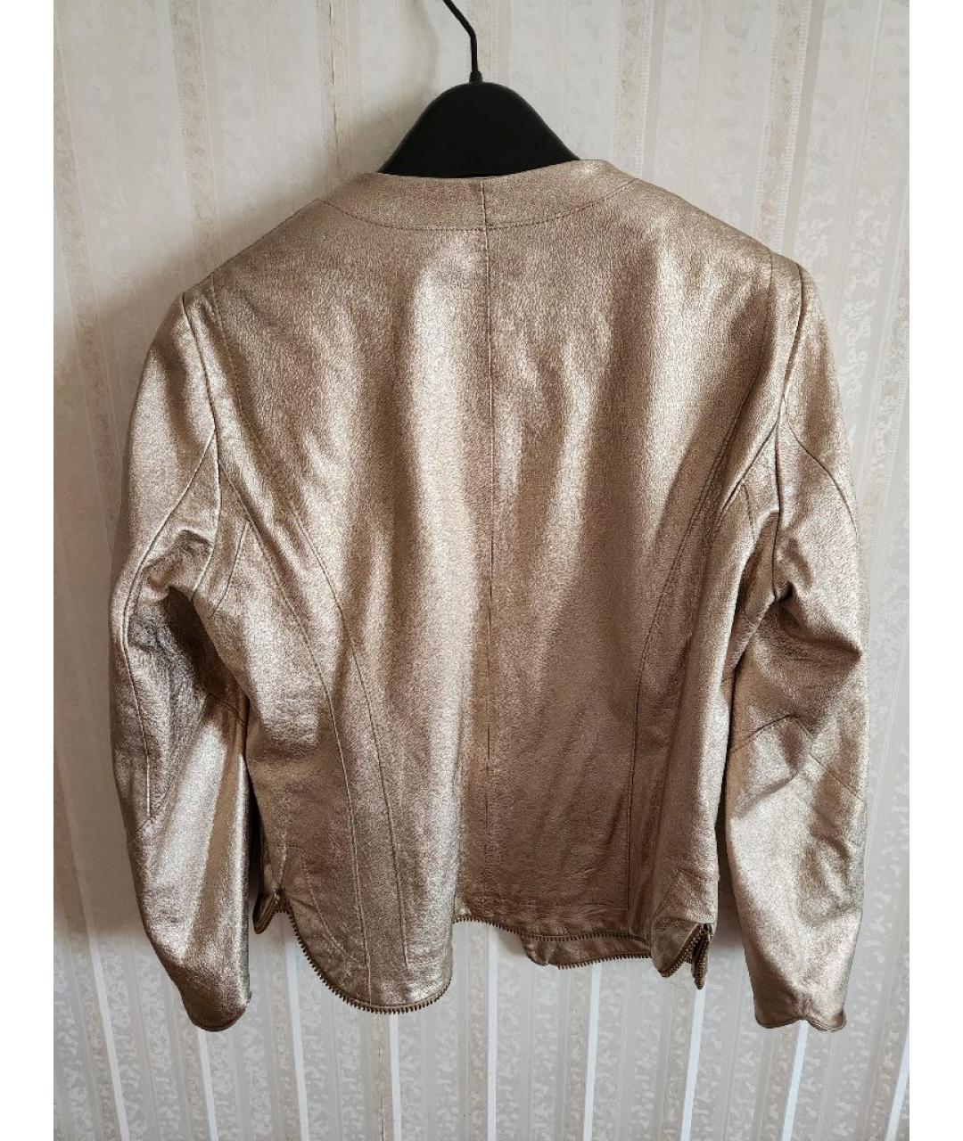 ZADIG & VOLTAIRE Золотая кожаная куртка, фото 4