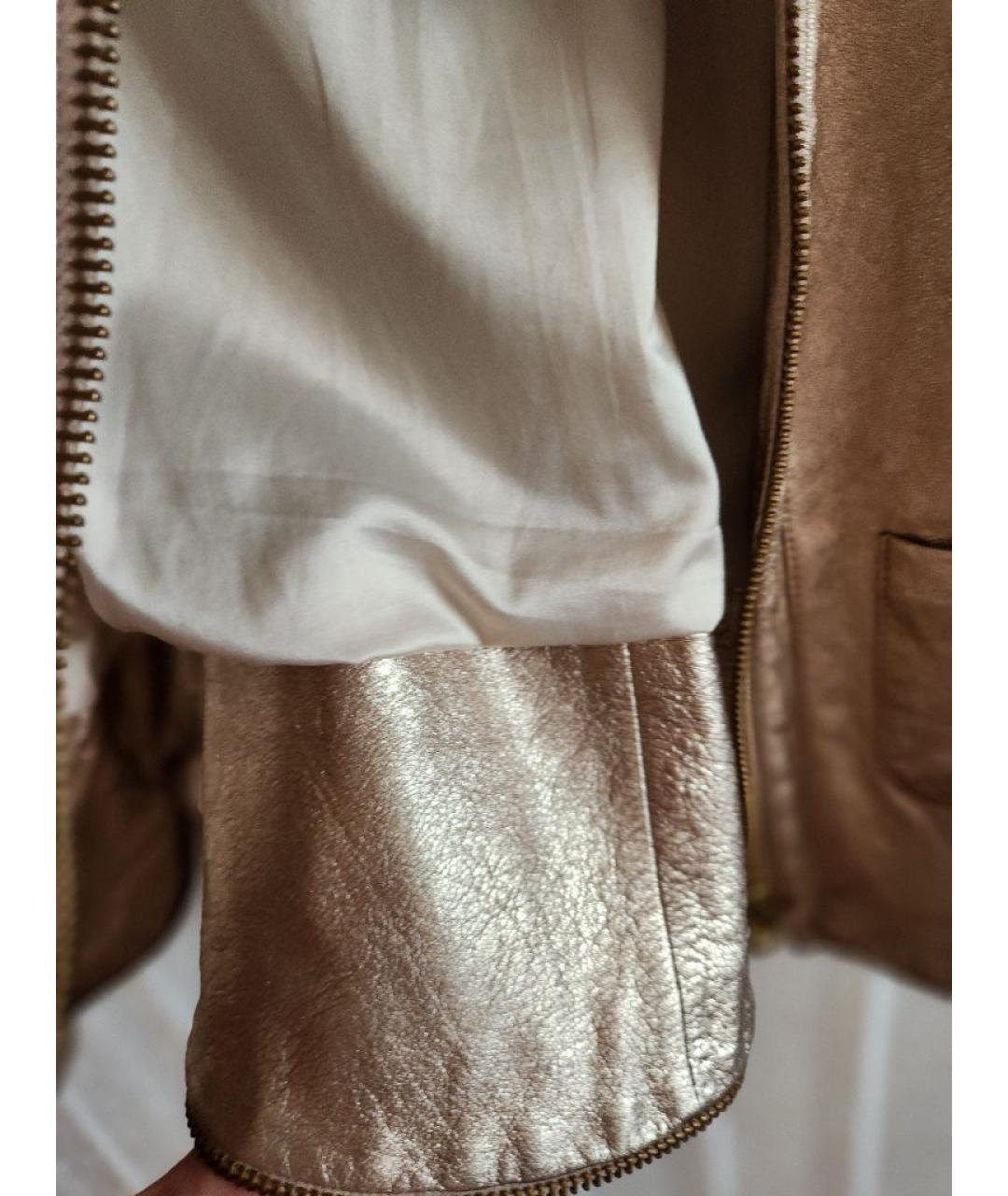 ZADIG & VOLTAIRE Золотая кожаная куртка, фото 7