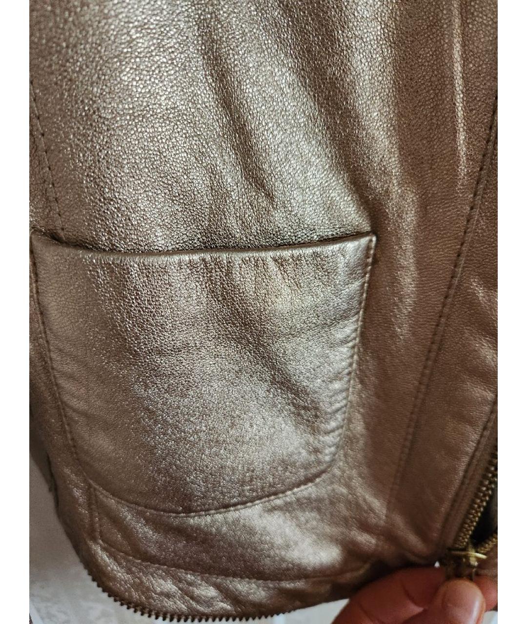 ZADIG & VOLTAIRE Золотая кожаная куртка, фото 6