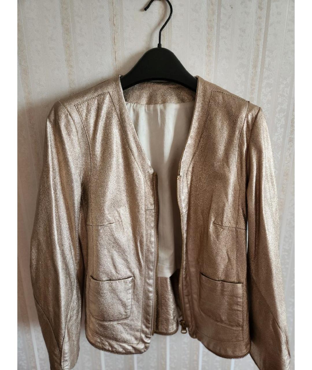 ZADIG & VOLTAIRE Золотая кожаная куртка, фото 9