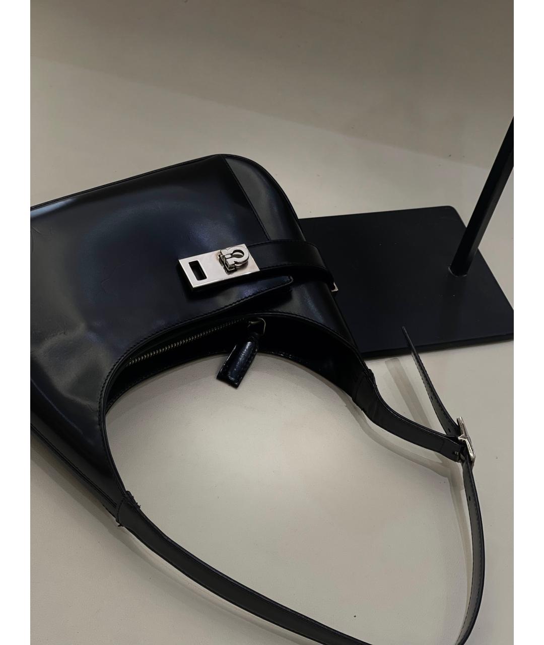 FERRAGAMO Черная кожаная сумка тоут, фото 5