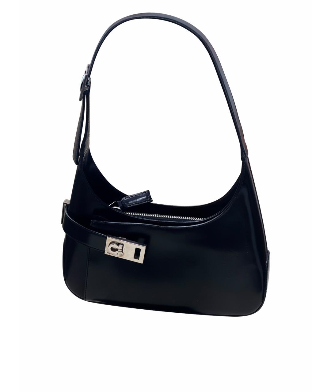 FERRAGAMO Черная кожаная сумка тоут, фото 1