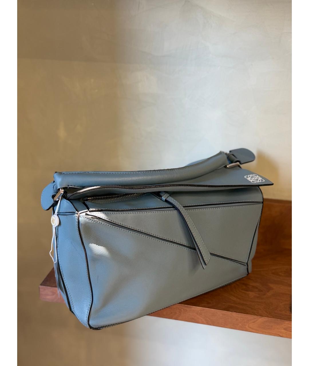 LOEWE Голубая кожаная сумка тоут, фото 4