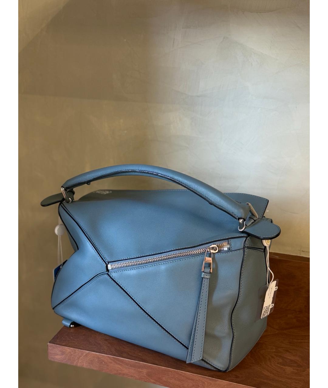 LOEWE Голубая кожаная сумка тоут, фото 5