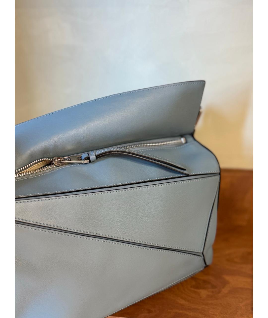 LOEWE Голубая кожаная сумка тоут, фото 7