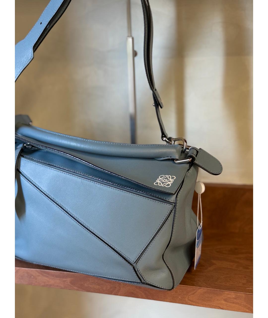 LOEWE Голубая кожаная сумка тоут, фото 2