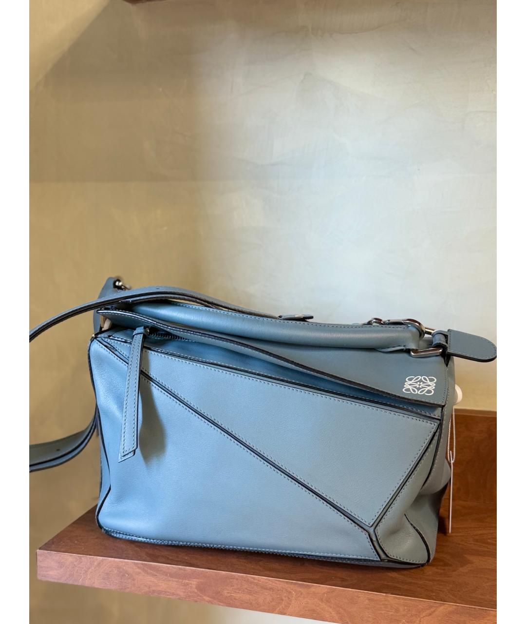 LOEWE Голубая кожаная сумка тоут, фото 8