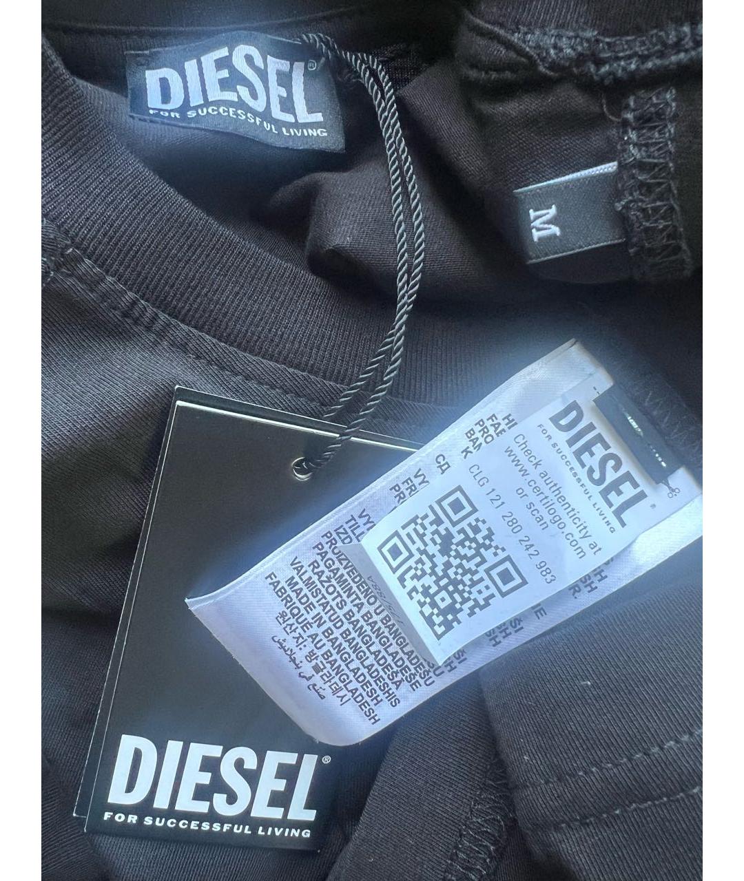 DIESEL Черная хлопковая футболка, фото 3