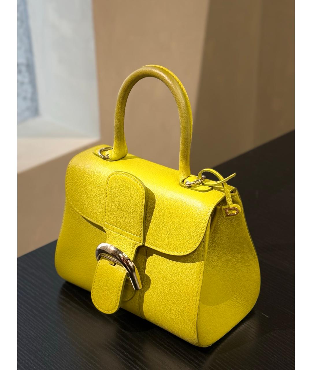 DELVAUX Желтая кожаная сумка с короткими ручками, фото 3