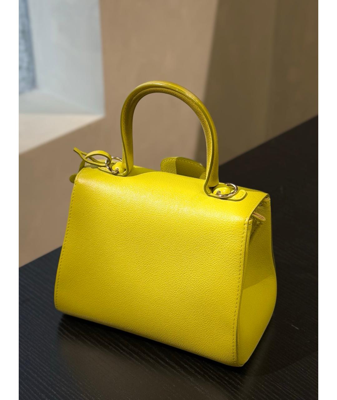 DELVAUX Желтая кожаная сумка с короткими ручками, фото 6