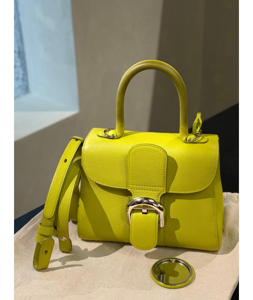 DELVAUX Желтая кожаная сумка с короткими ручками, фото 8