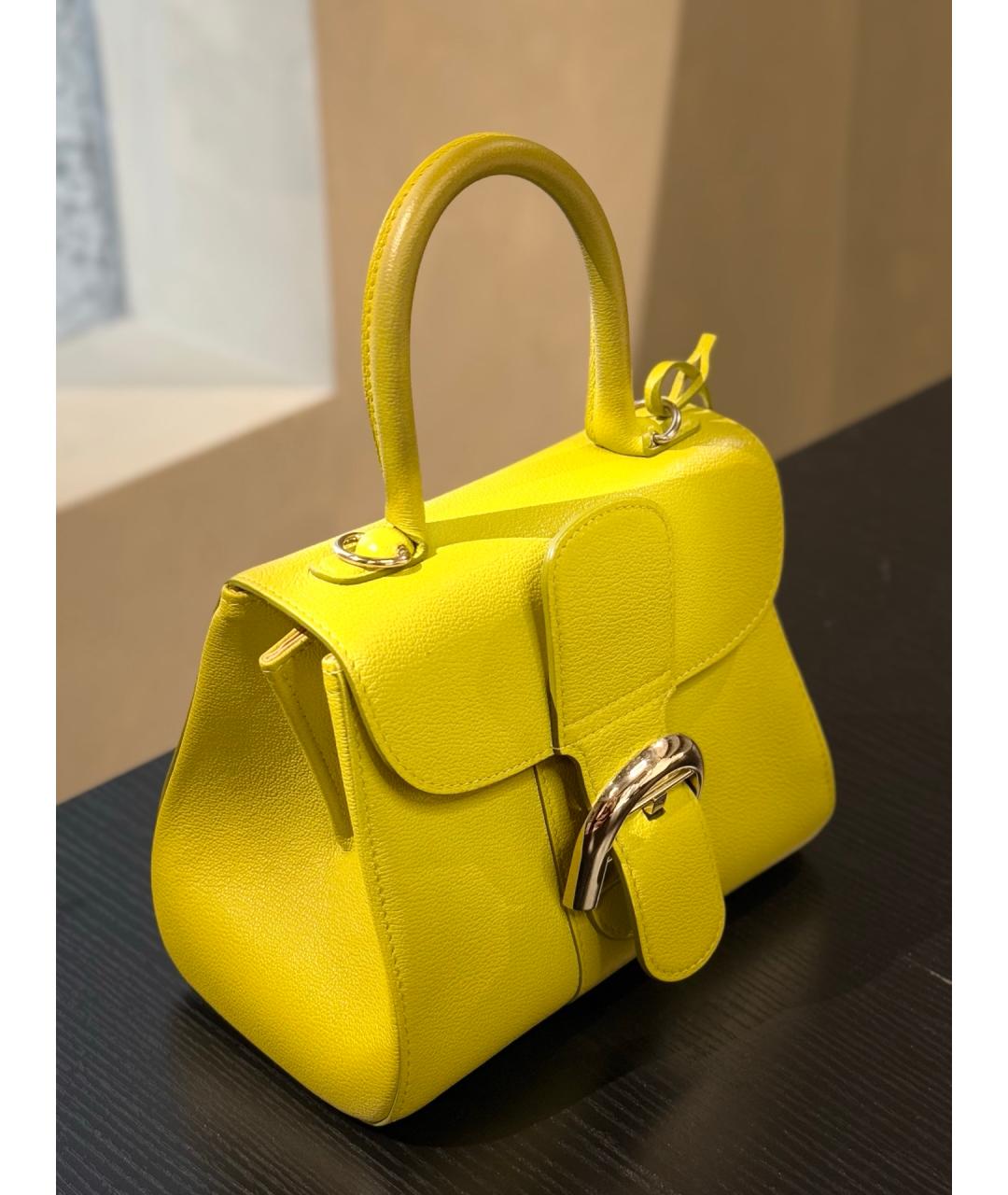 DELVAUX Желтая кожаная сумка с короткими ручками, фото 5