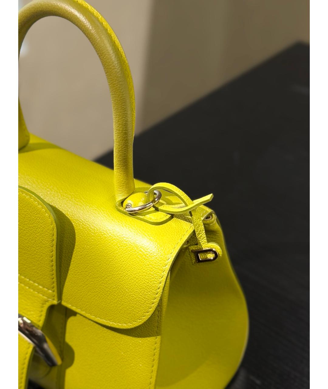 DELVAUX Желтая кожаная сумка с короткими ручками, фото 4