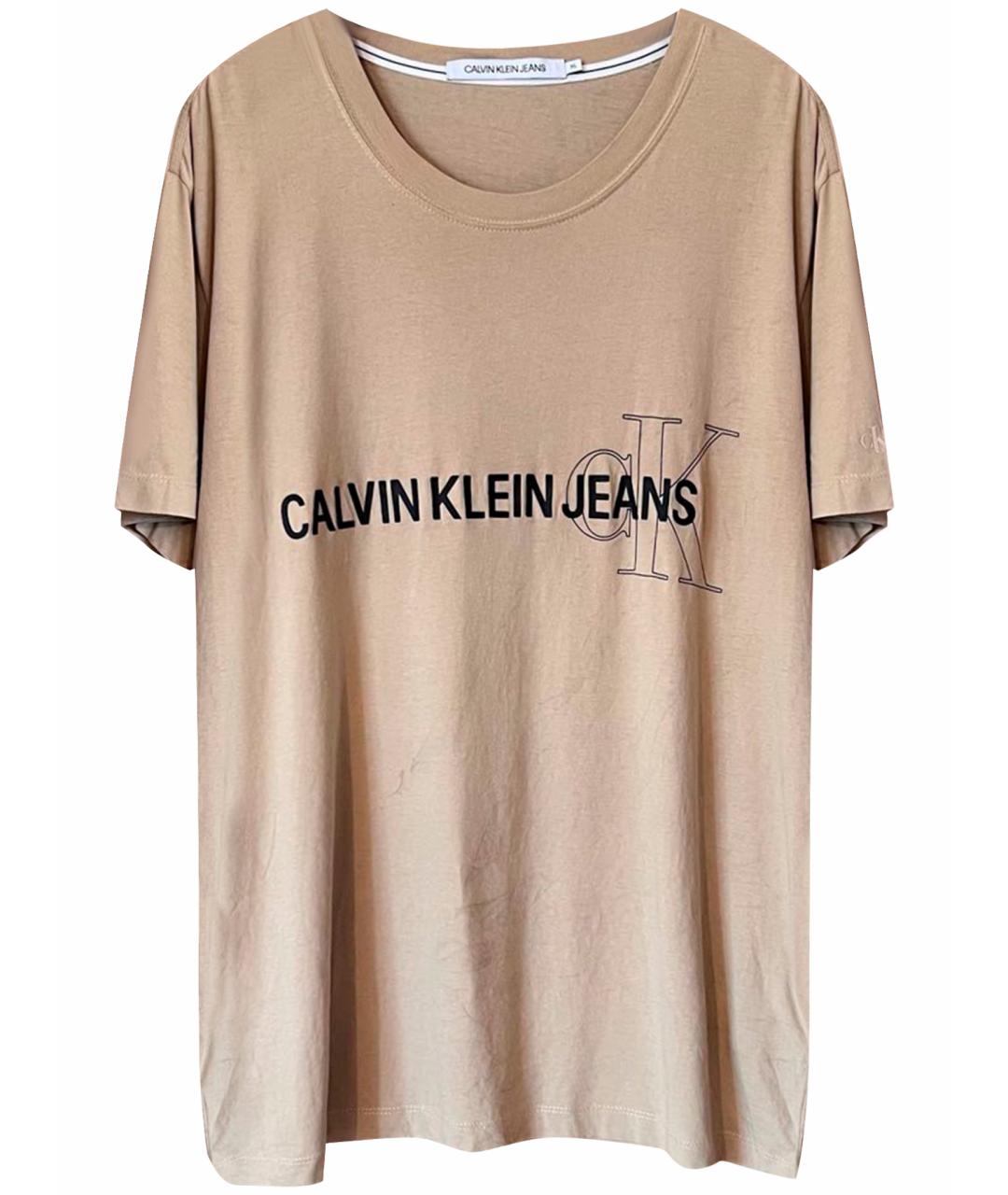 CALVIN KLEIN Бежевая хлопковая футболка, фото 1