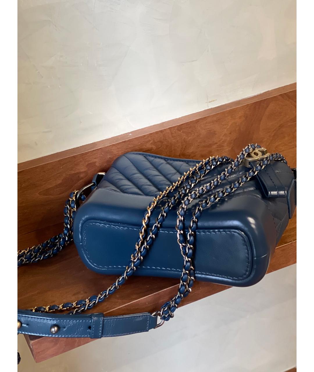 CHANEL Темно-синяя кожаная сумка тоут, фото 4
