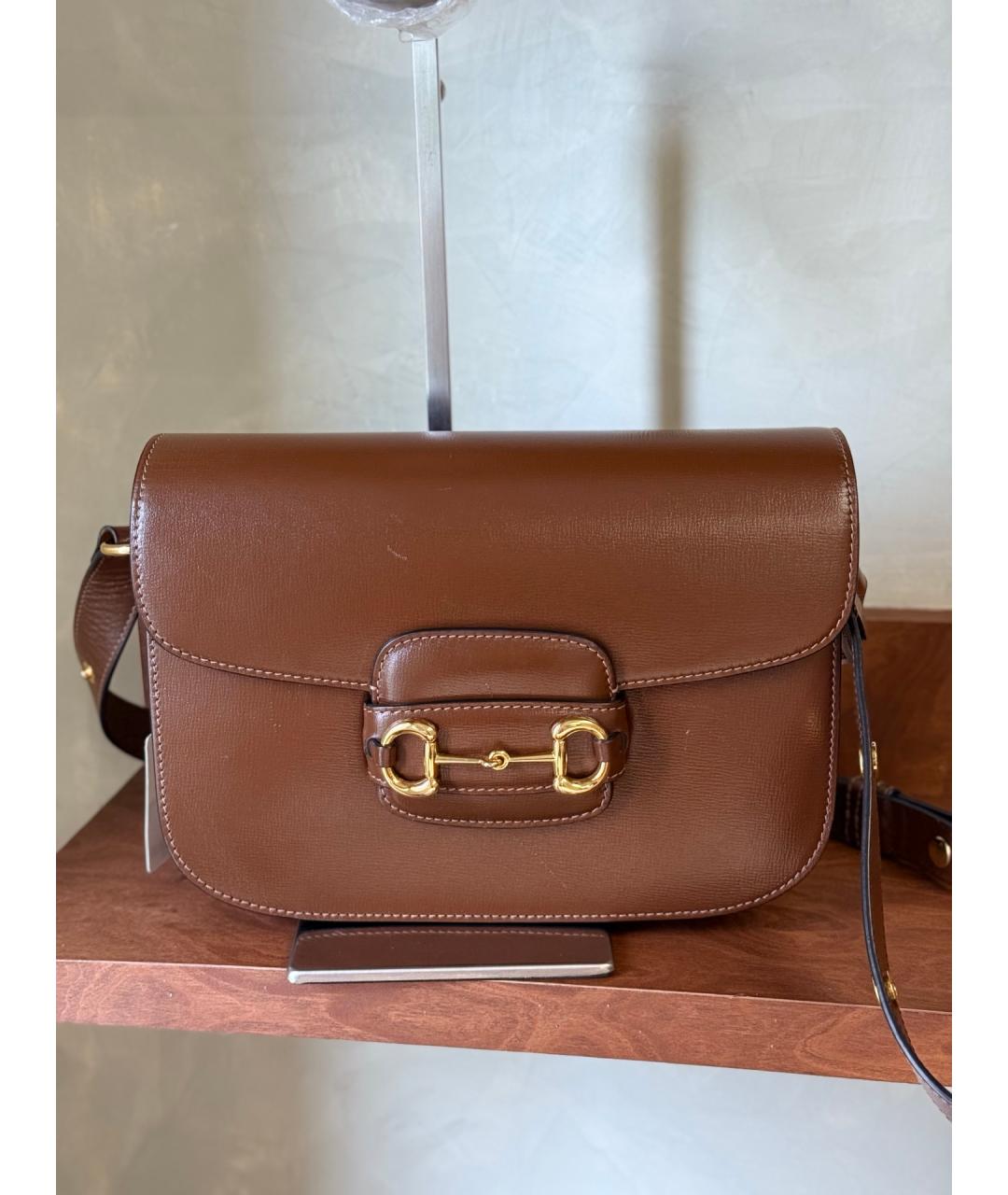 GUCCI Коричневая кожаная сумка тоут, фото 7
