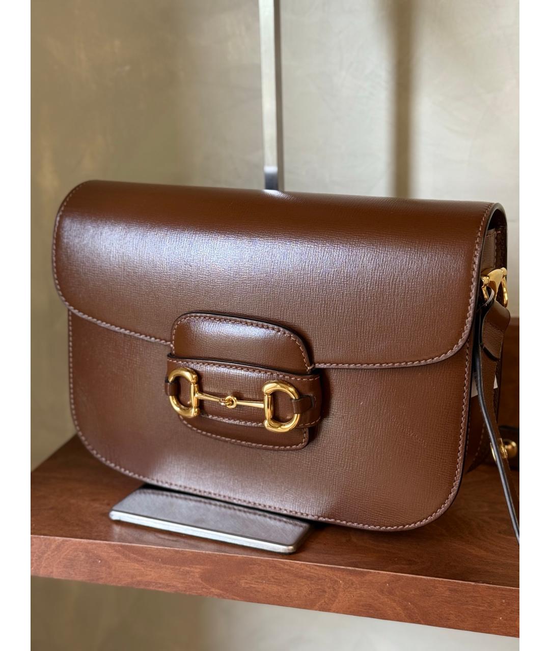 GUCCI Коричневая кожаная сумка тоут, фото 2