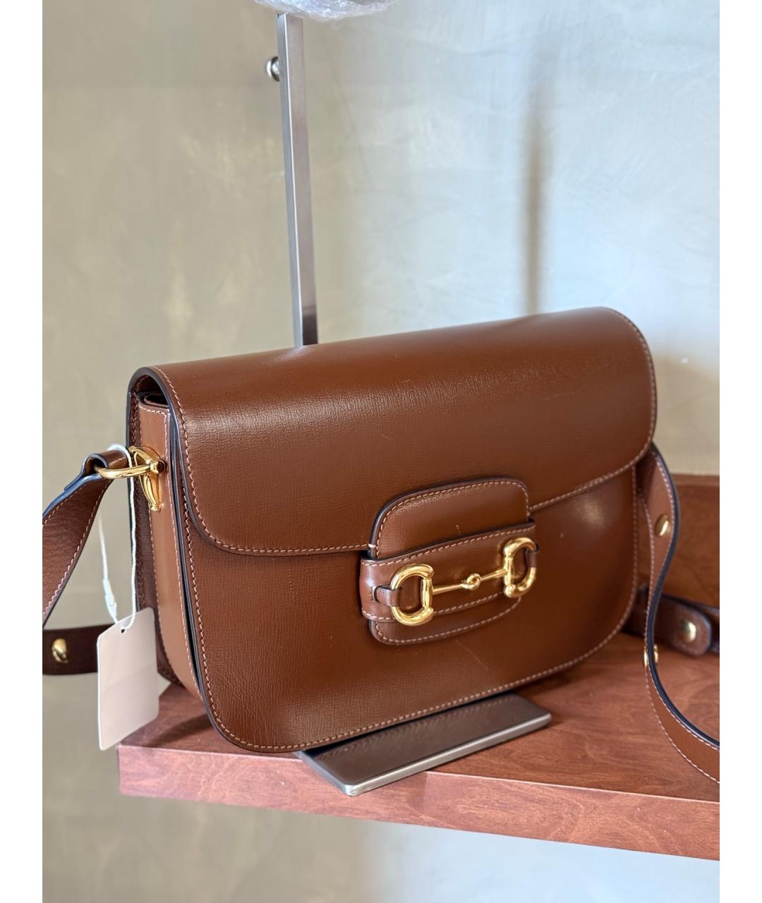 GUCCI Коричневая кожаная сумка тоут, фото 3