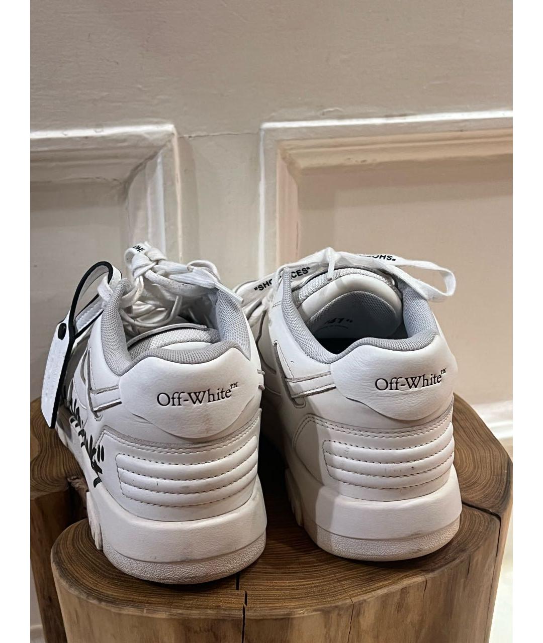 OFF-WHITE Белые кожаные низкие кроссовки / кеды, фото 4
