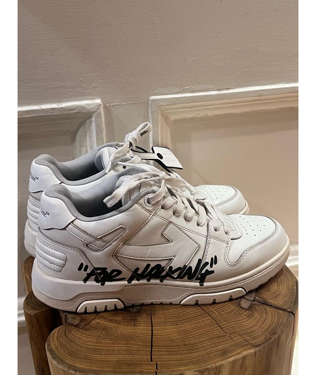 OFF-WHITE Белые кожаные низкие кроссовки / кеды, фото 3