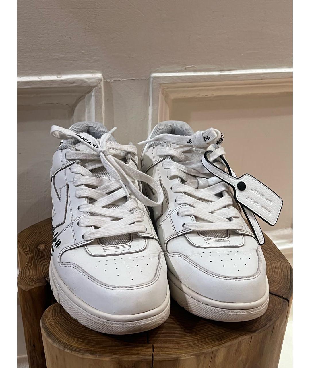OFF-WHITE Белые кожаные низкие кроссовки / кеды, фото 2