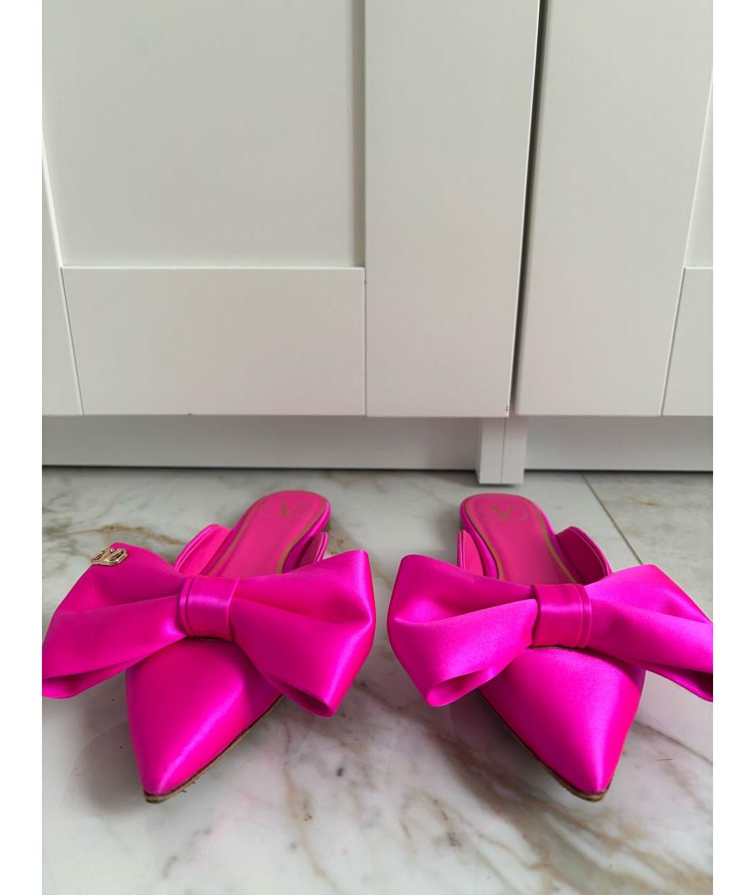 VALENTINO Розовые текстильные мюли, фото 3
