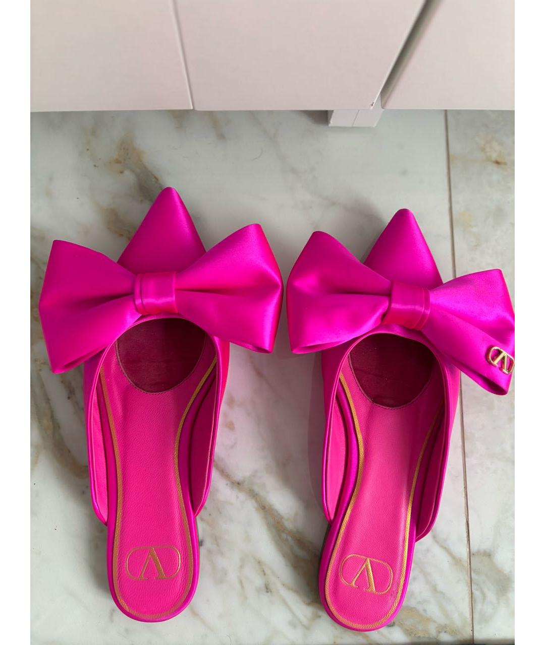 VALENTINO Розовые текстильные мюли, фото 5