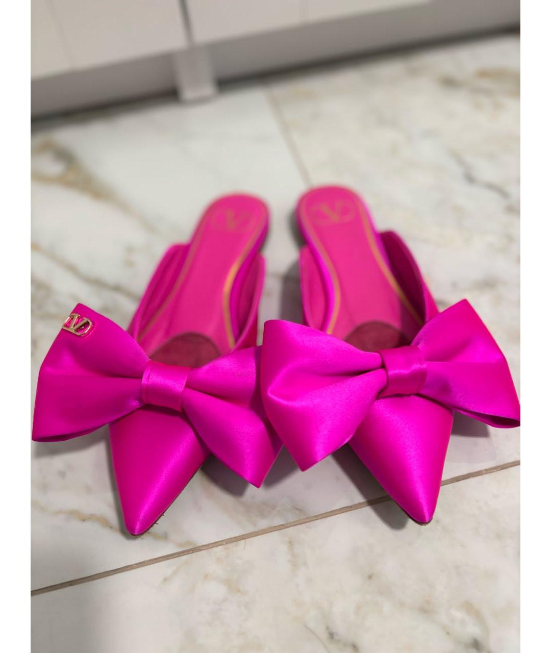 VALENTINO Розовые текстильные мюли, фото 2