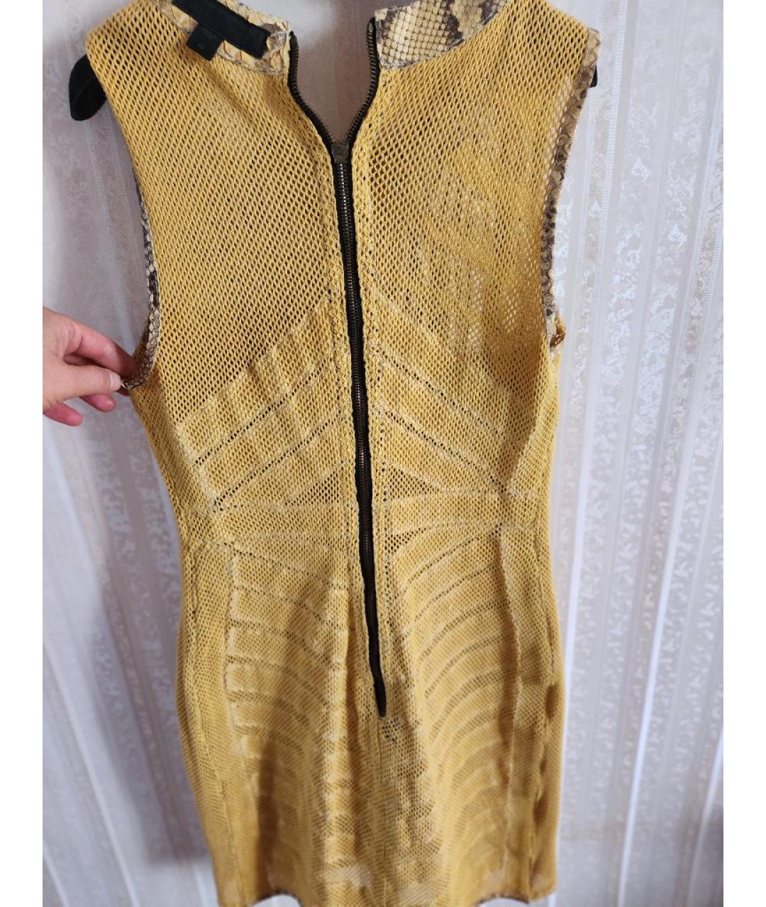 BURBERRY Горчичное кожаное платье, фото 9