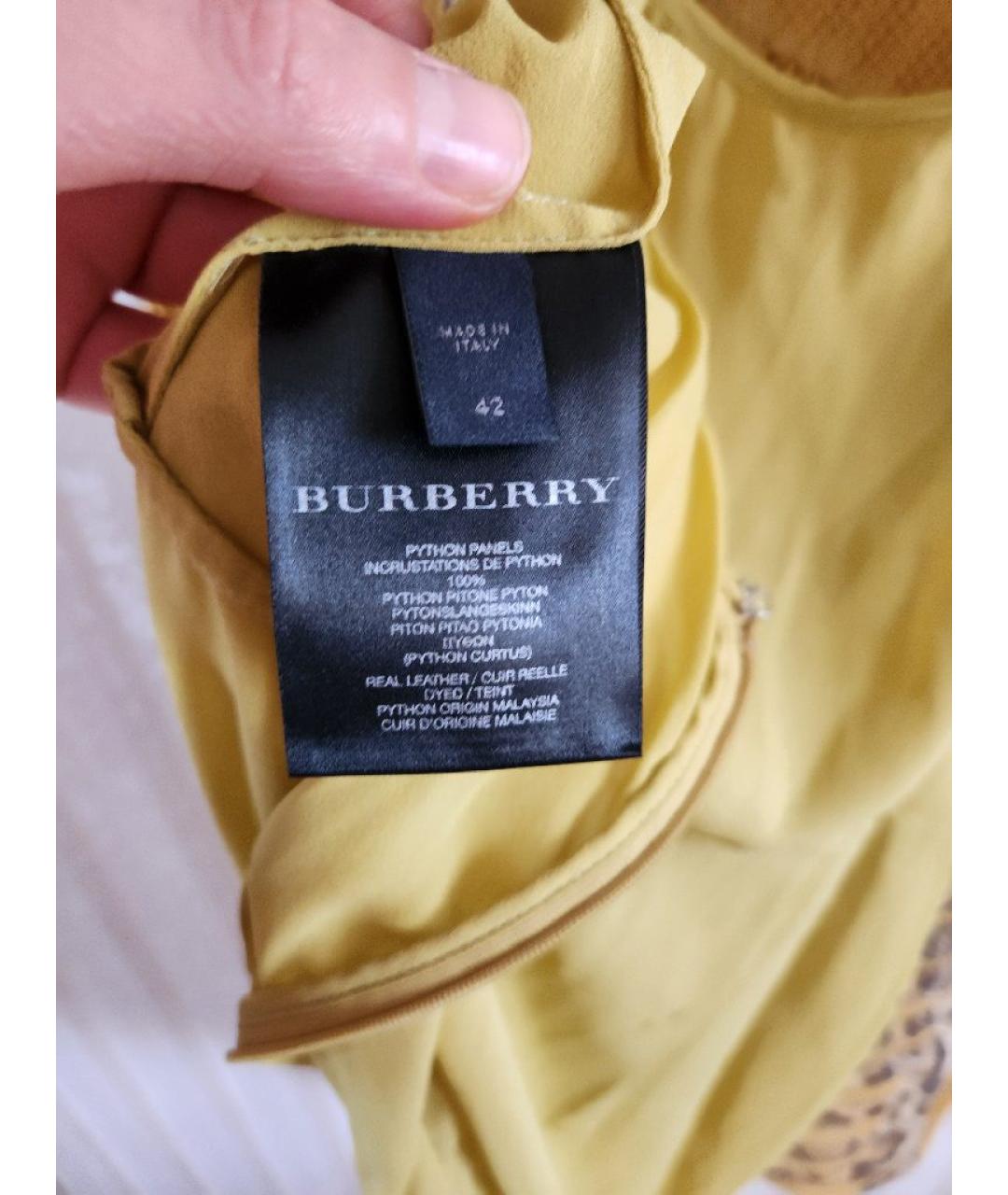 BURBERRY Горчичное кожаное платье, фото 6