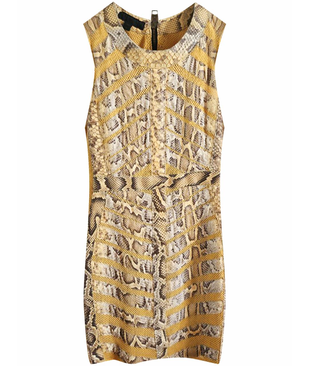BURBERRY Горчичное кожаное платье, фото 1
