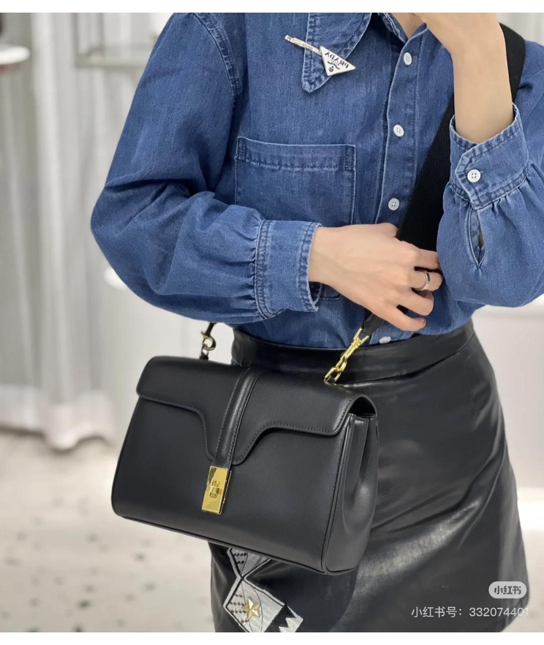 CELINE Черная кожаная сумка тоут, фото 6