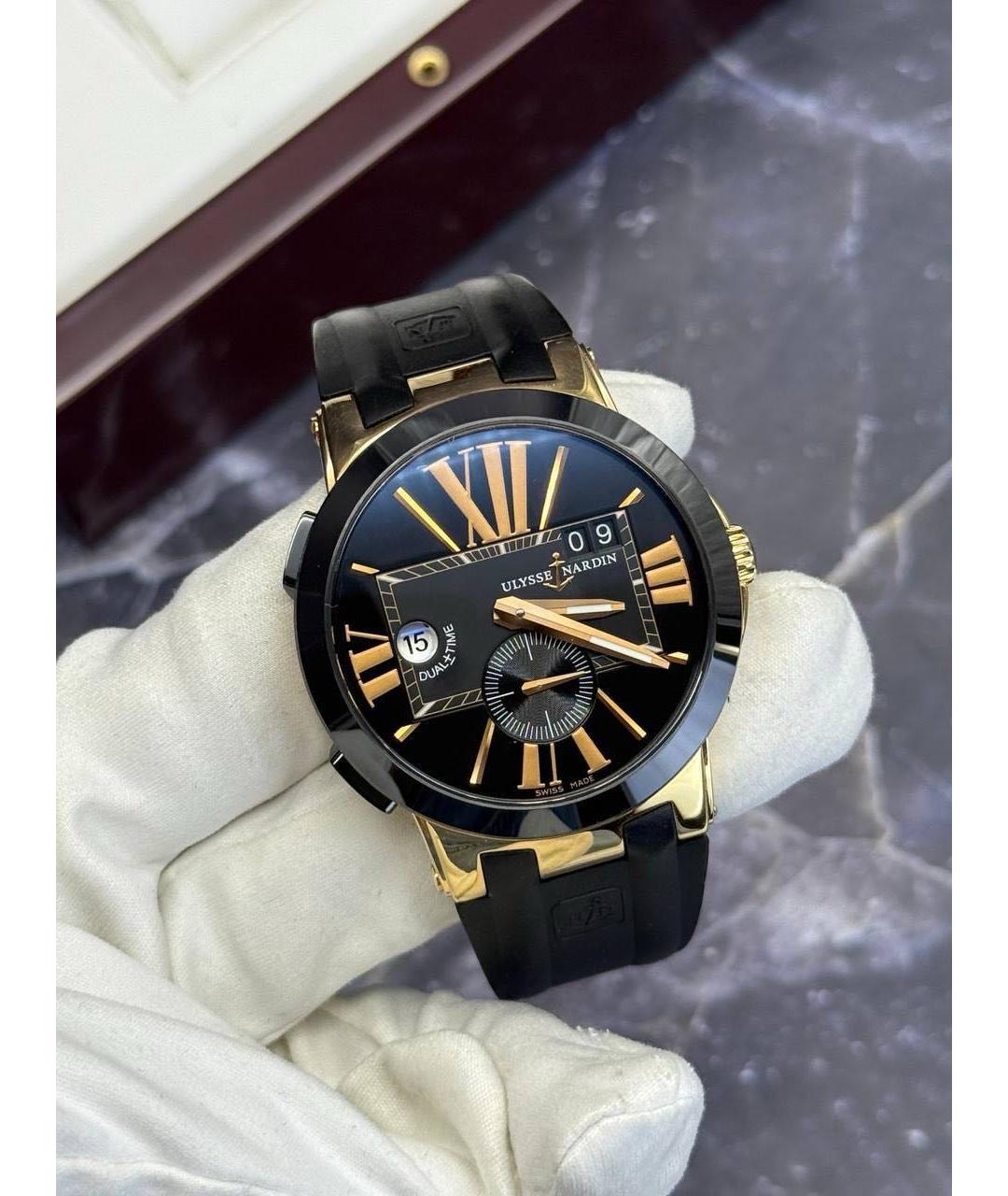 Ulysse Nardin Черные часы из розового золота, фото 3